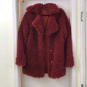 Shop 17 Wine color faux fur jacket